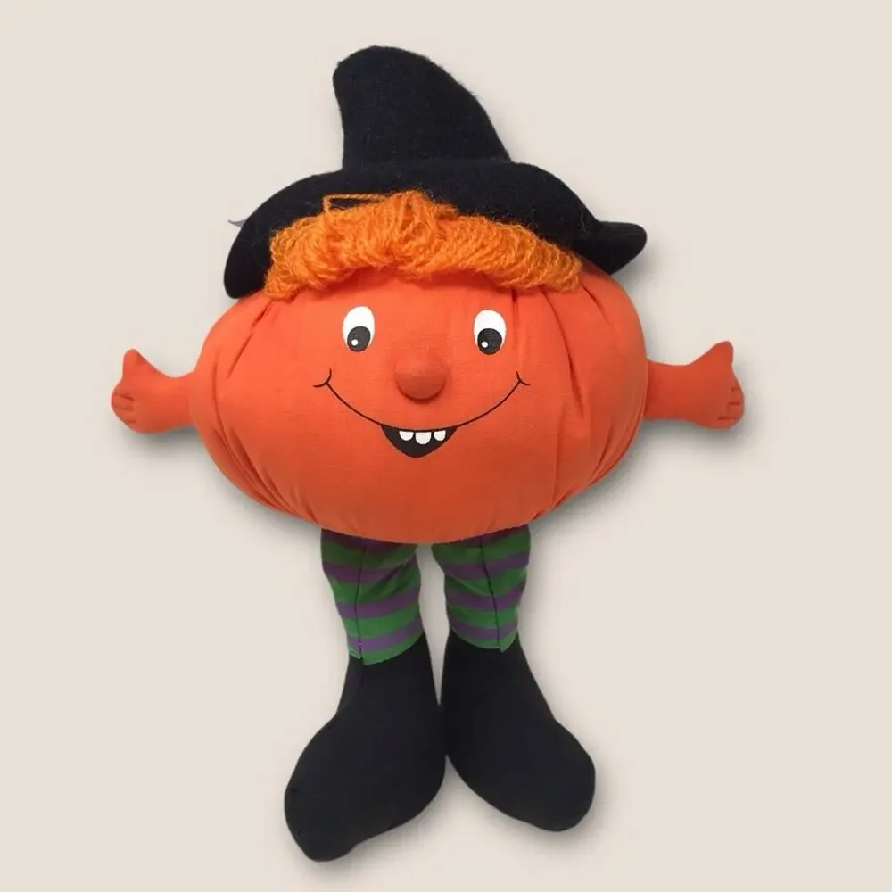 Vintage 1982 Pumpkin Witch Halloween Bean Bag Plush by Hallmark